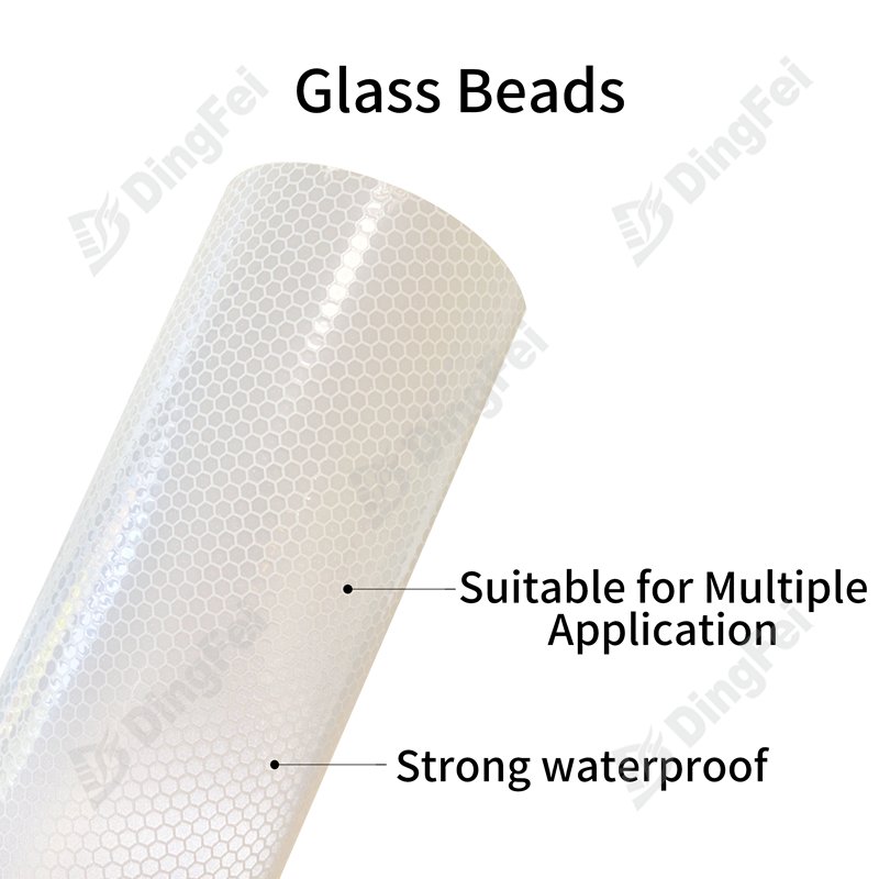 White PVC Material Glass Beads Reflective Sheeting Film Roll - 